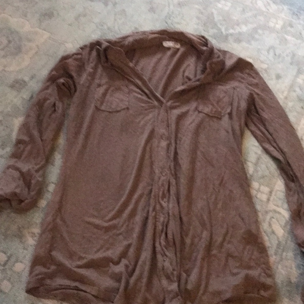 Michael stars brown button down tunic